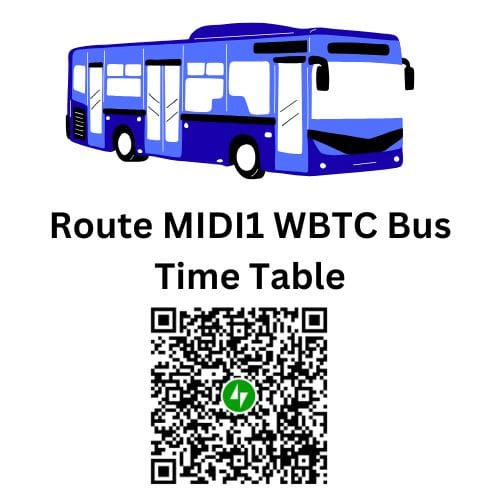 Route MIDI-1 Howrah Maidan to Rajabazar Tram Depot City Bus Time Table | Route MIDI-1 Rajabazar Tram Depot to Howrah Maidan City Bus Time Table | Howrah Maidan to Rajabazar Tram Depot WBTC City Bus Time Table